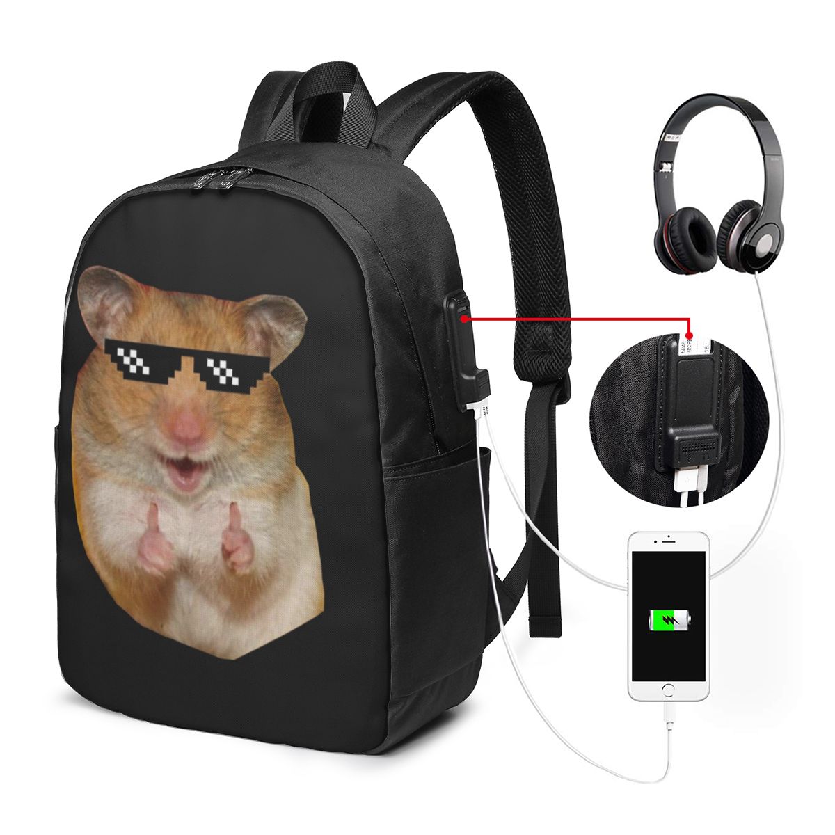 Womens Backpack - Mochila divertida con diseño de hámster,