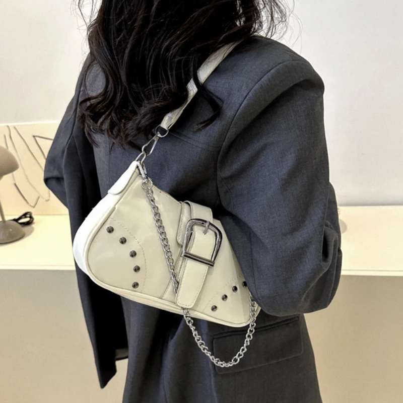 Women Bags For Airport - Bolsos de hombro Vintage con remaches