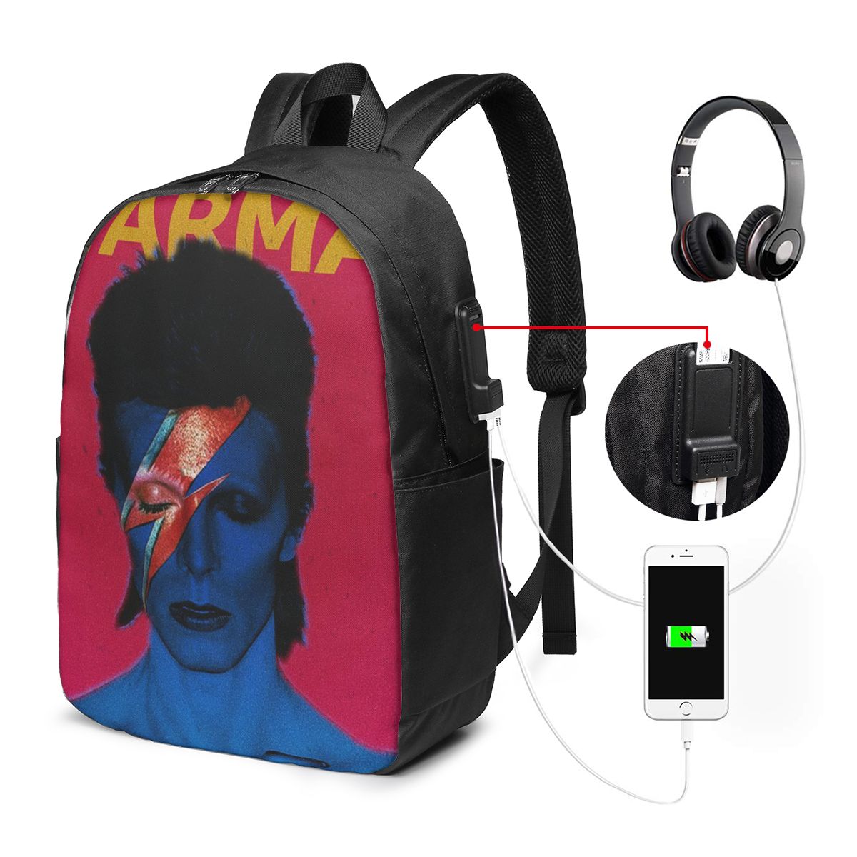 Womens Backpack - Mochila Davids Bowied, bolsa de viaje
