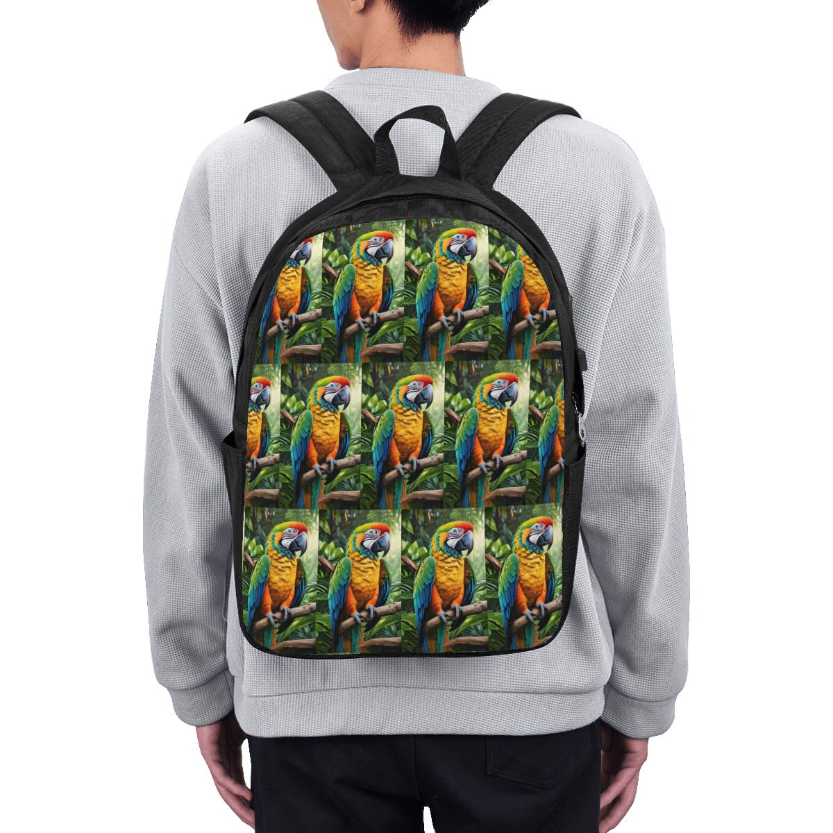 Womens Backpack - Mochila con diseño de loros macaw,