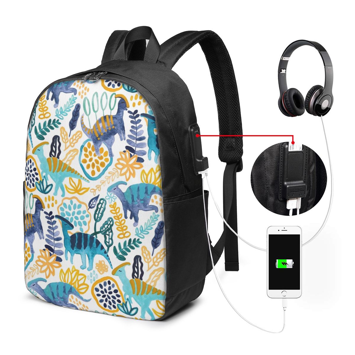 Womens Backpack - Mochila Gouache Parasaurolophuses, bolsa para portátil